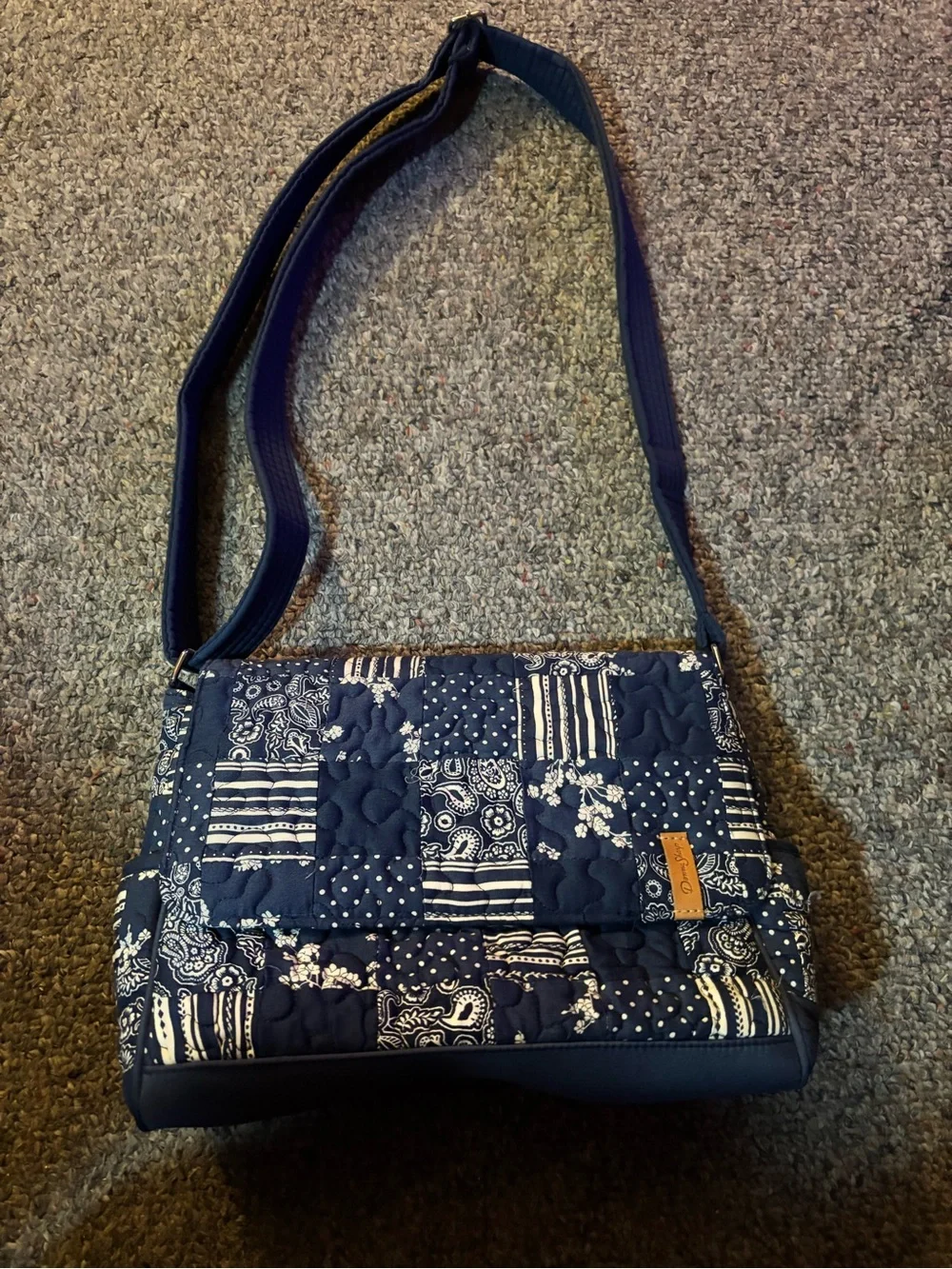 Donna Sharp Quilted Navy Patchwork Crossbody Bag